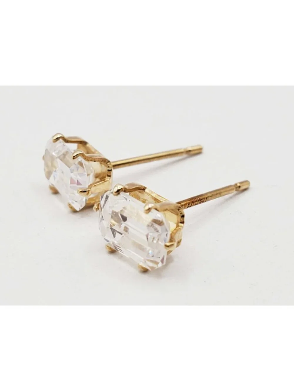 4mm Em-Cut CZ Stud Earrings 14k Gold